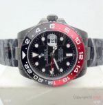 All Black Rolex Replica GMT-MASTER II Watch / Red Black Ceramic Bezel